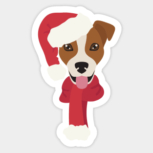 Christmas Jack Russell Dog Face Sticker